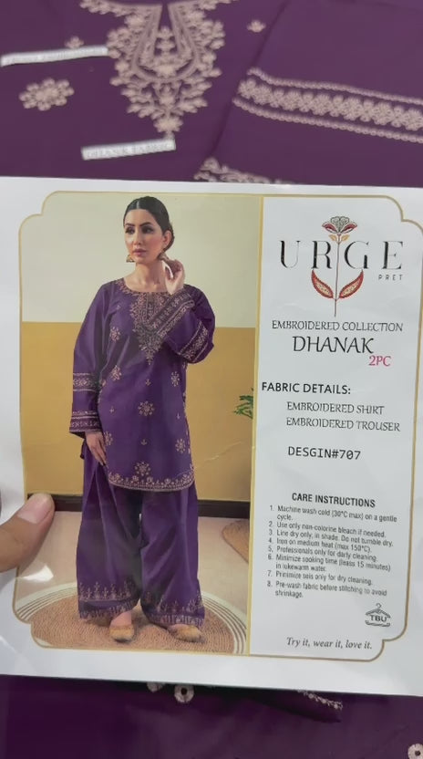 PURE DHANAK EMBROIDERED 2PC SUIT