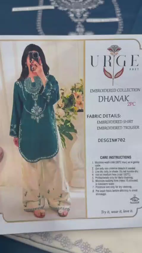 PURE DHANAK EMBROIDERED 2PC SUIT