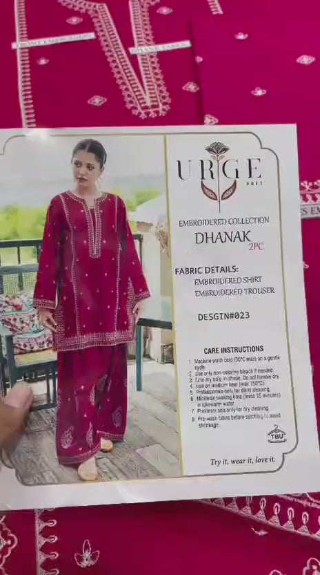 PURE DHANAK EMBROIDERED 2PC SUIT