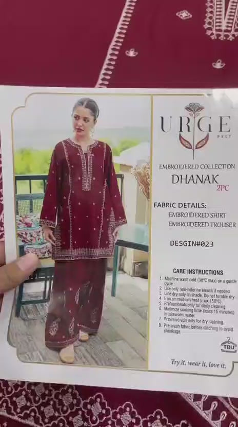 PURE DHANAK EMBROIDERED 2PC SUIT