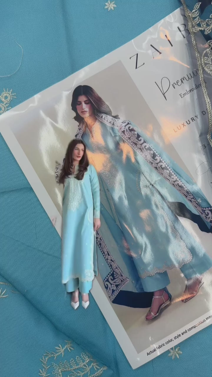 ZAIB — WINTER COLLECTION 2026 
3-PIECE DHANAK EMBROIDERED SUIT
Brand Code: 3548