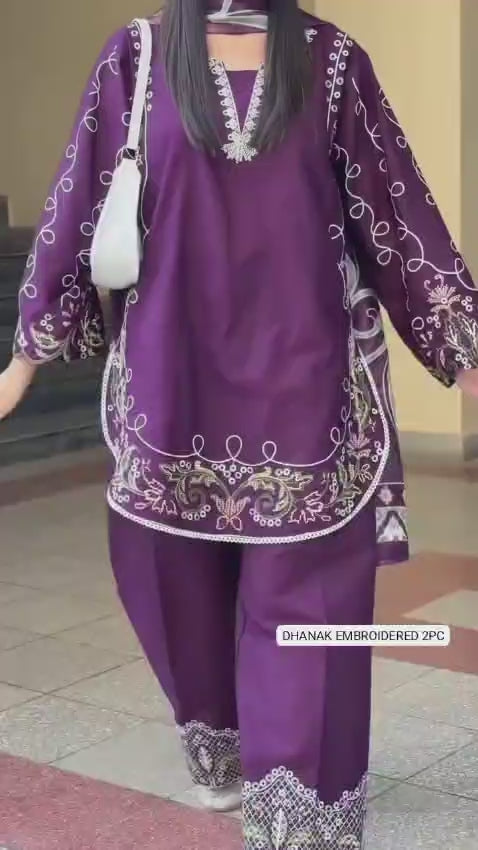 PURE DHANAK EMBROIDERED 2PC SUIT