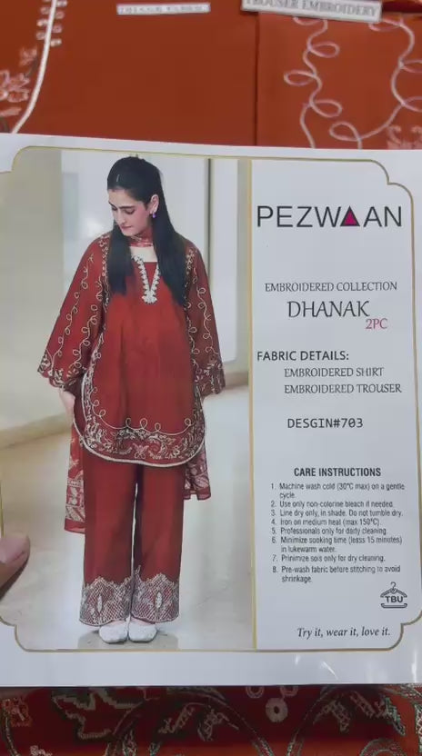 PURE DHANAK EMBROIDERED 2PC SUIT