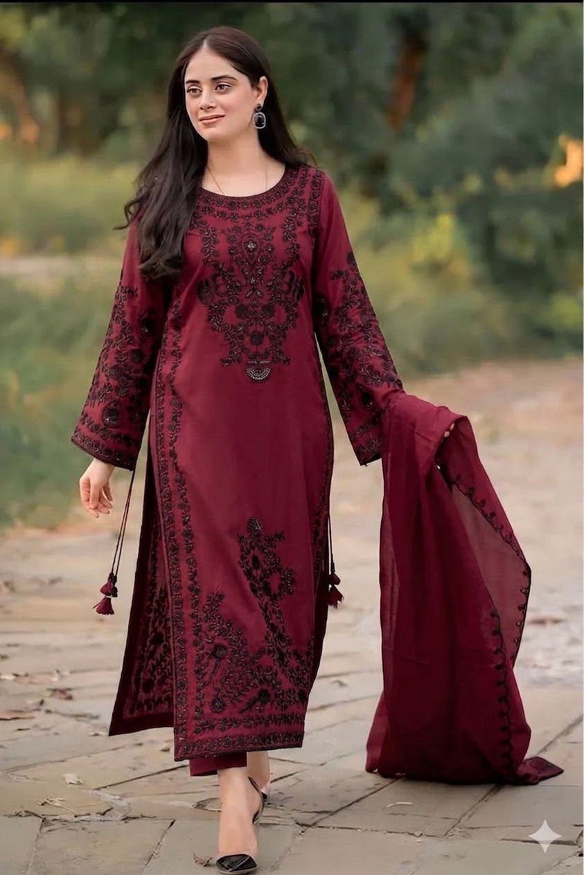 URGE — WINTER COLLECTION 2026–27
Pure Dhanak 3-Piece Embroidered Suit