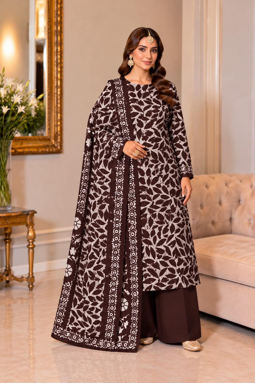 DHANAK PRINTED HIT CODE — 3 PIECE UNSTITCHED SUIT