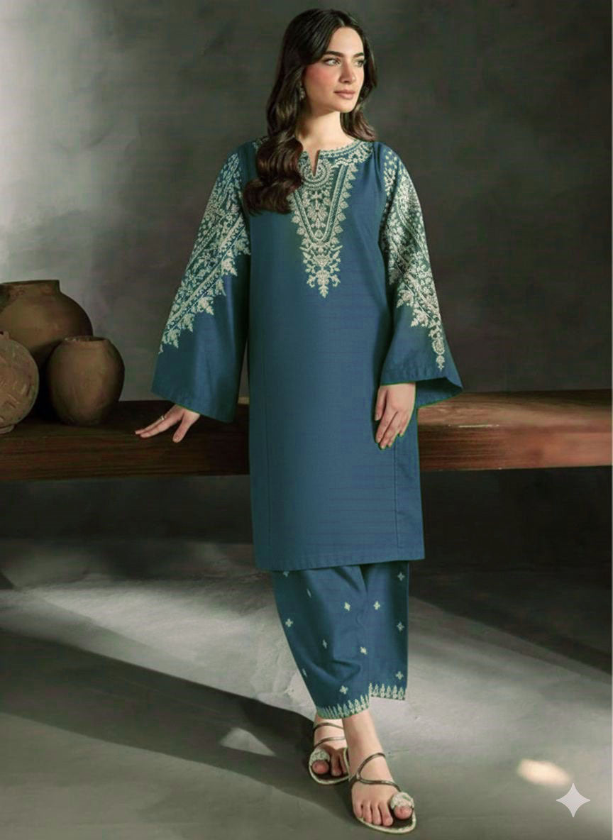 PURE DHANAK EMBROIDERED 2PC SUIT