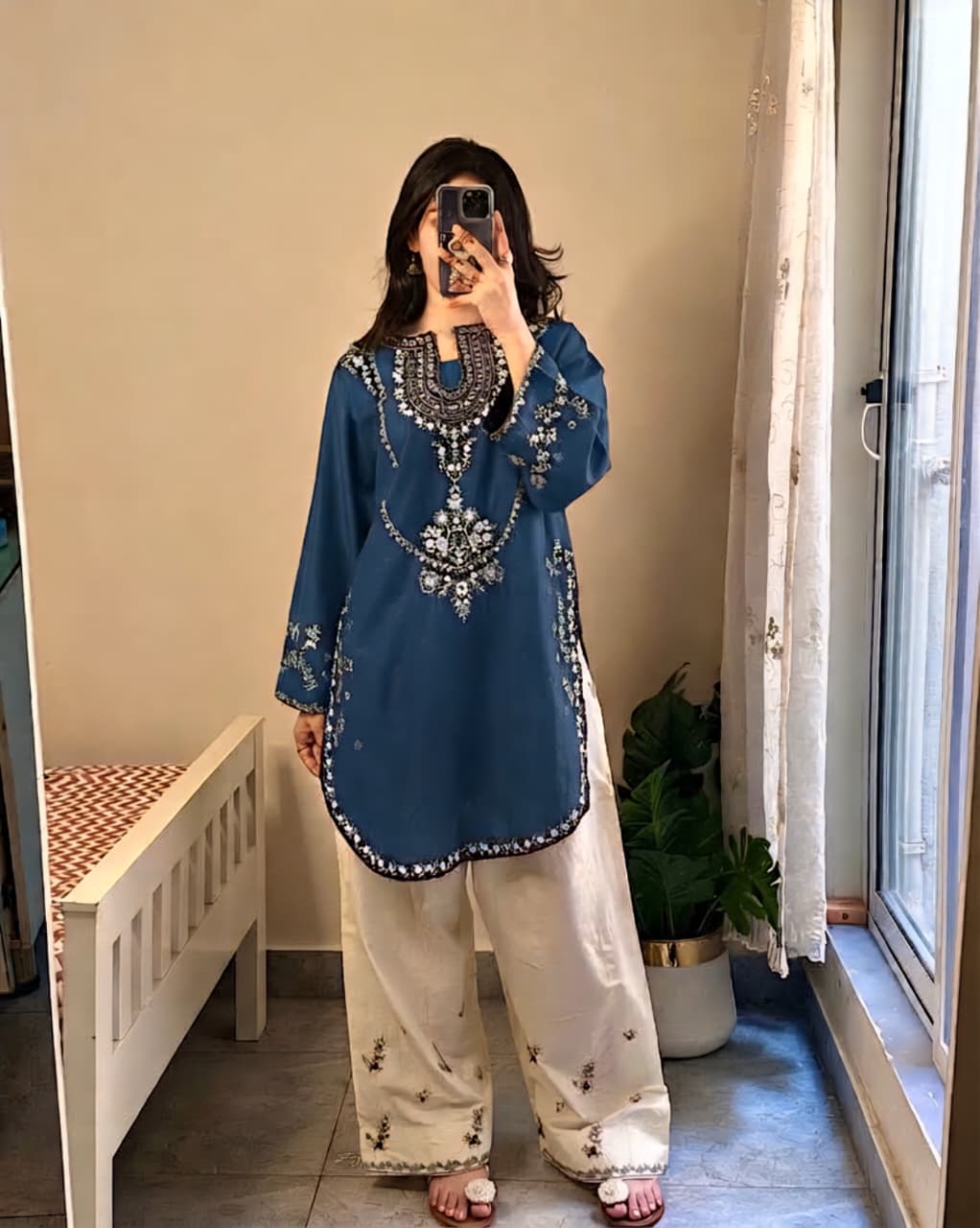 PURE DHANAK EMBROIDERED 2PC SUIT