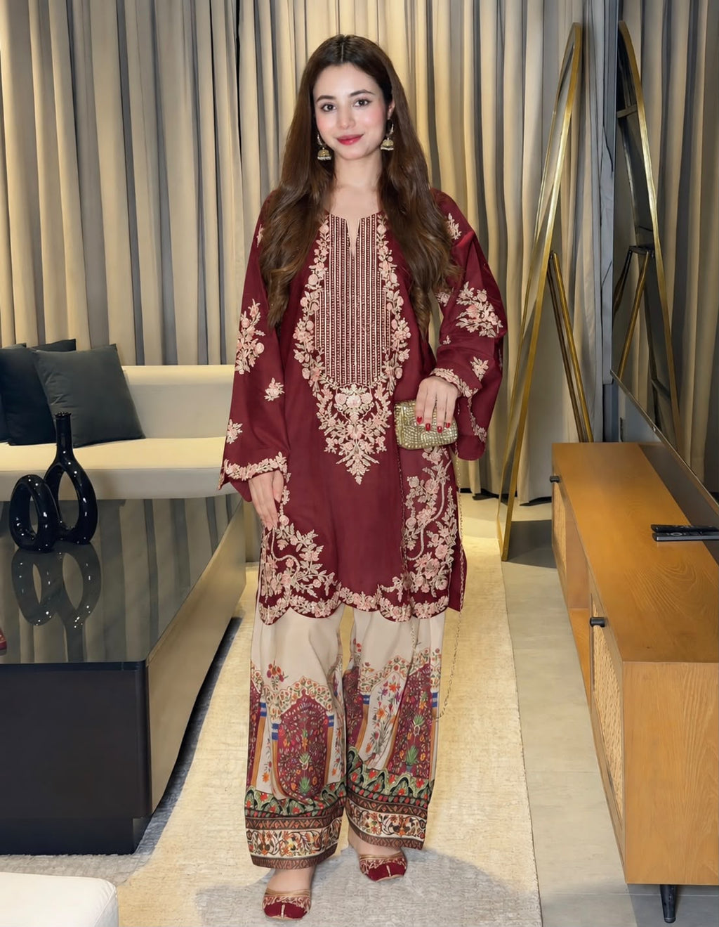 ETHNIC — DHANAK EMBROIDERED & SEQUIN 2PC