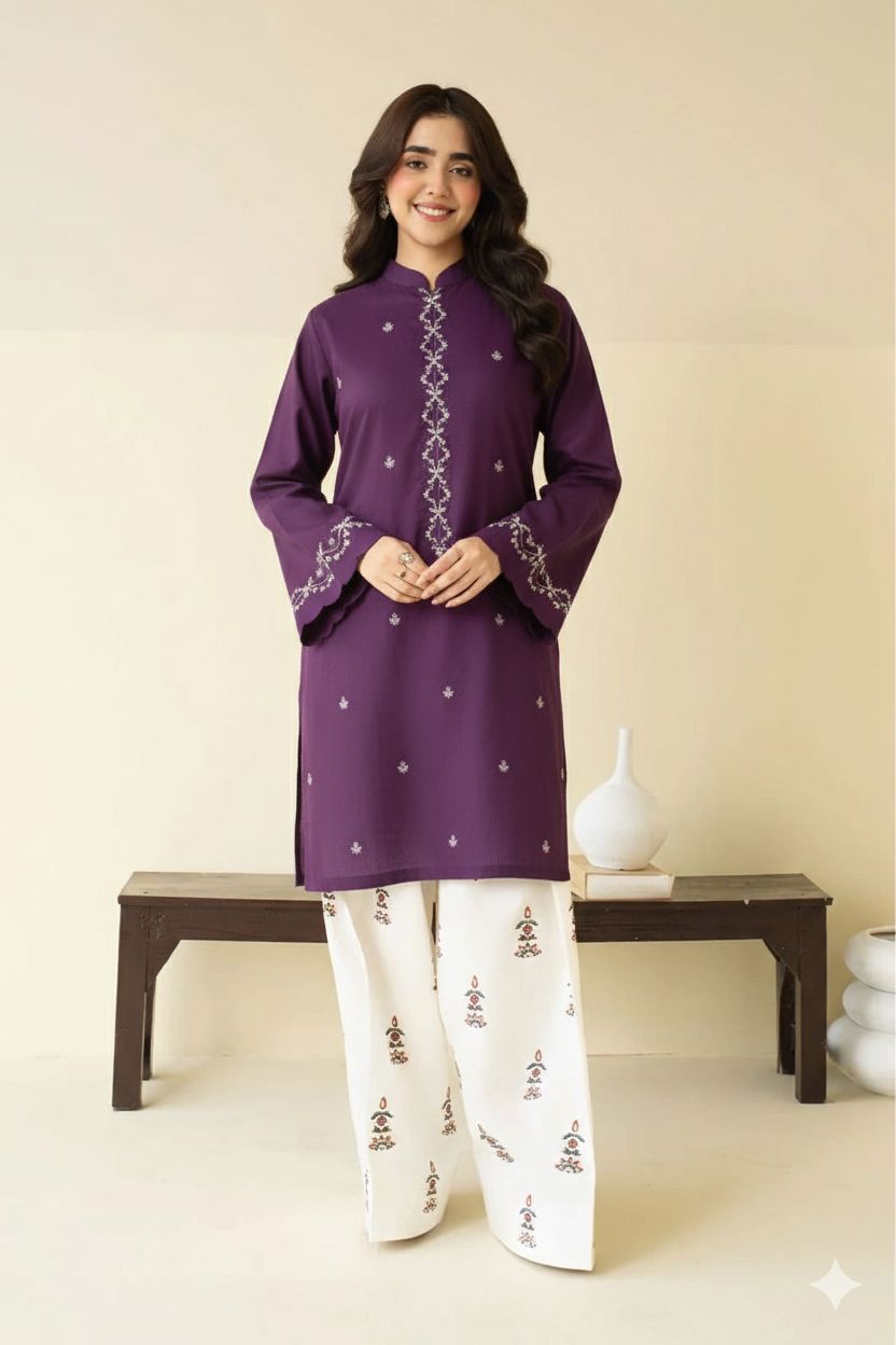PURE DHANAK EMBROIDERED 2PC SUIT
