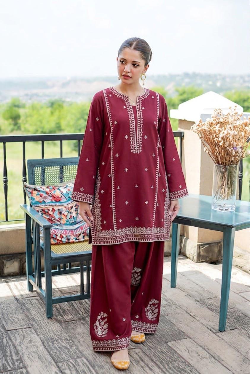 PURE DHANAK EMBROIDERED 2PC SUIT