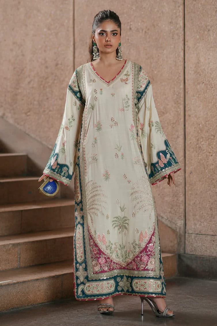 ETHNIC INSPIRED Luxury Kaftan Silk 3-Piece | Fully Heavy Embroidered
