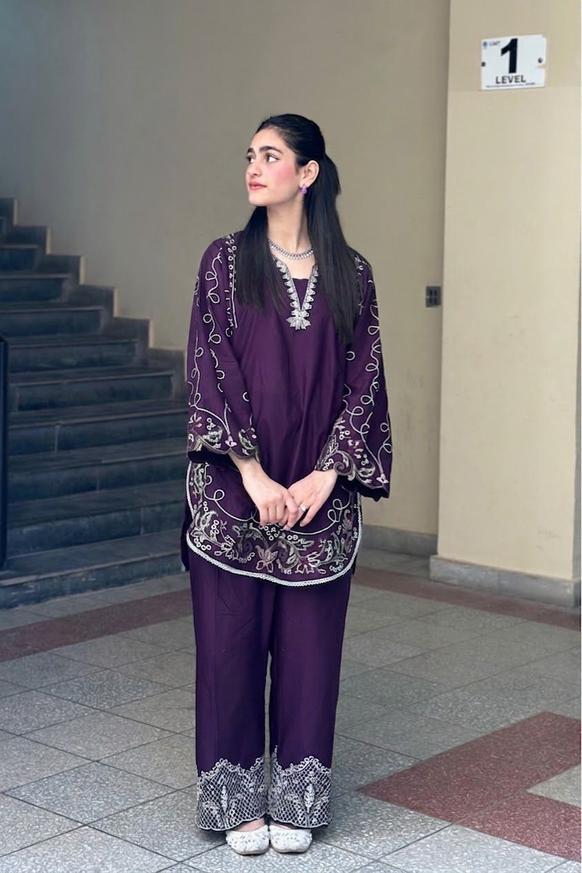 PURE DHANAK EMBROIDERED 2PC SUIT