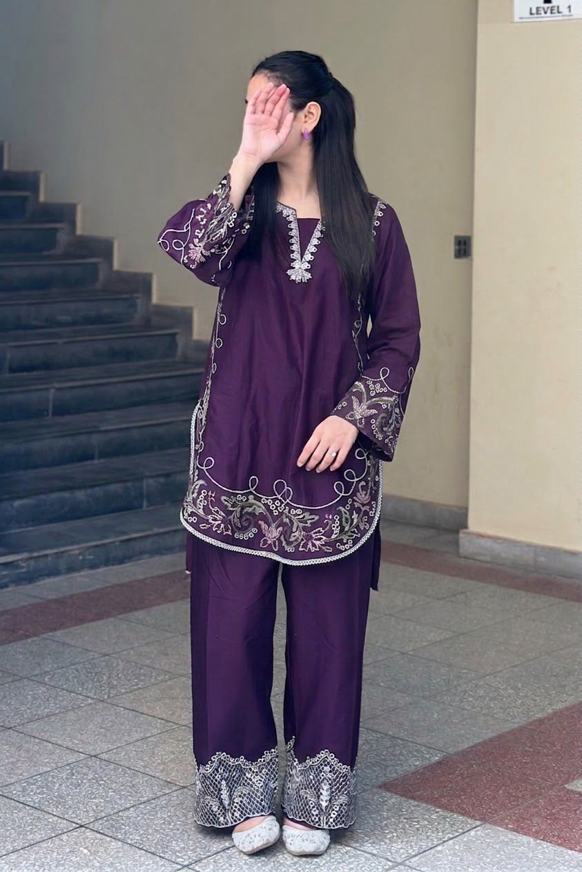 PURE DHANAK EMBROIDERED 2PC SUIT