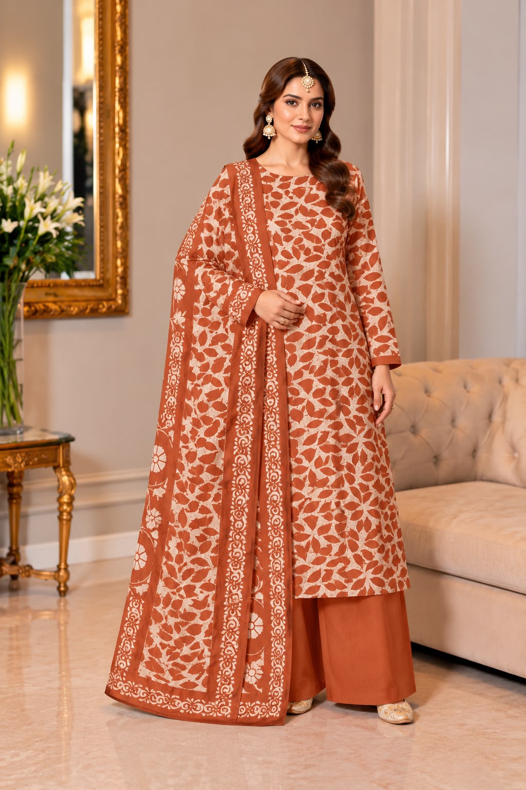 DHANAK PRINTED HIT CODE — 3 PIECE UNSTITCHED SUIT