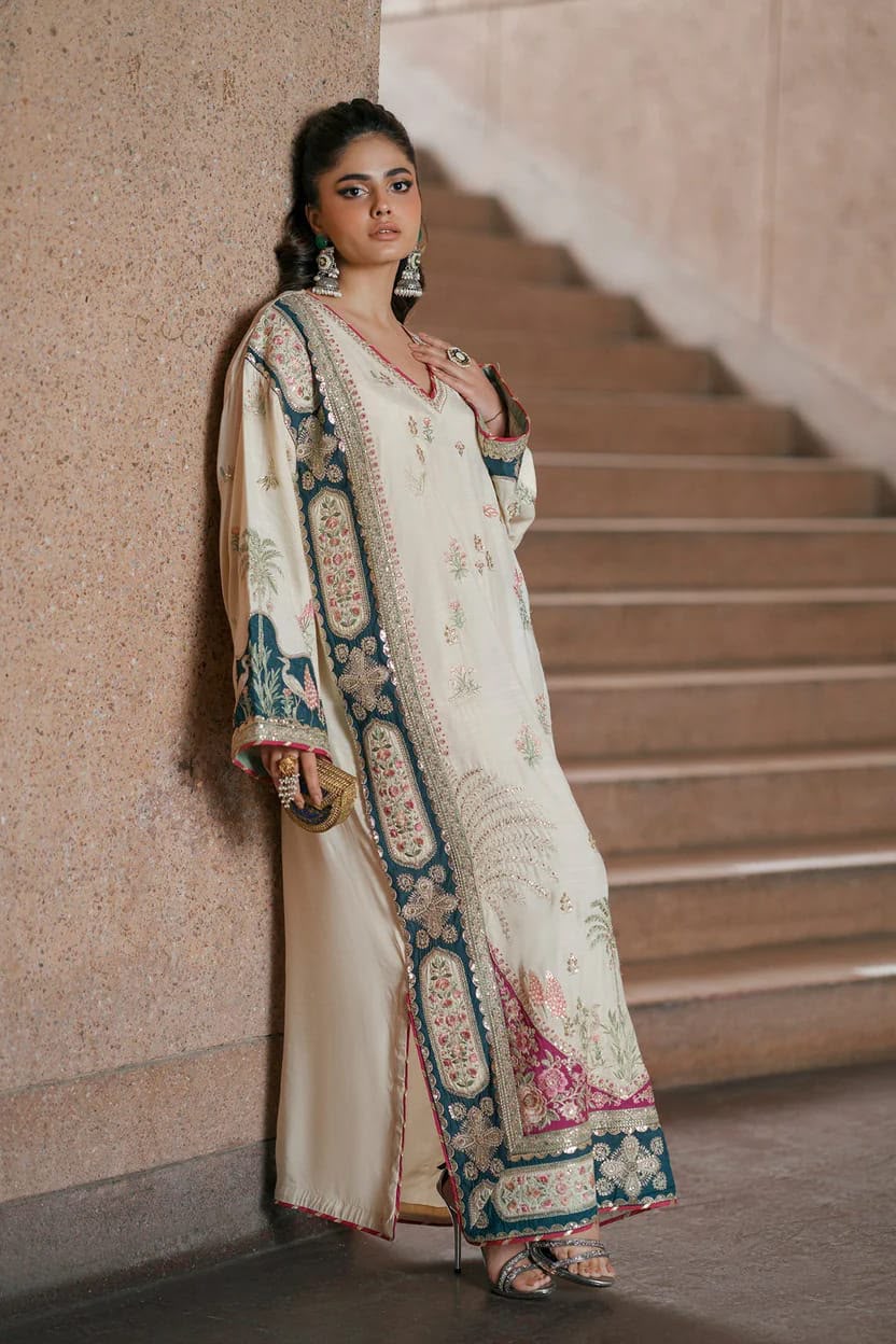 ETHNIC INSPIRED Luxury Kaftan Silk 3-Piece | Fully Heavy Embroidered