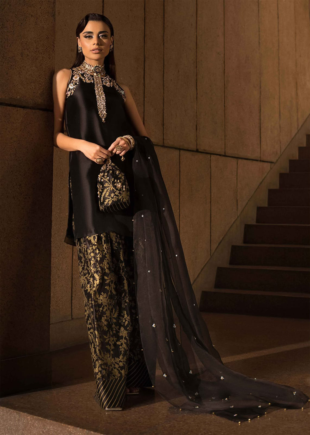JAZMINE – BLACK QUEEN | LUXURY EMBROIDERED 3PC