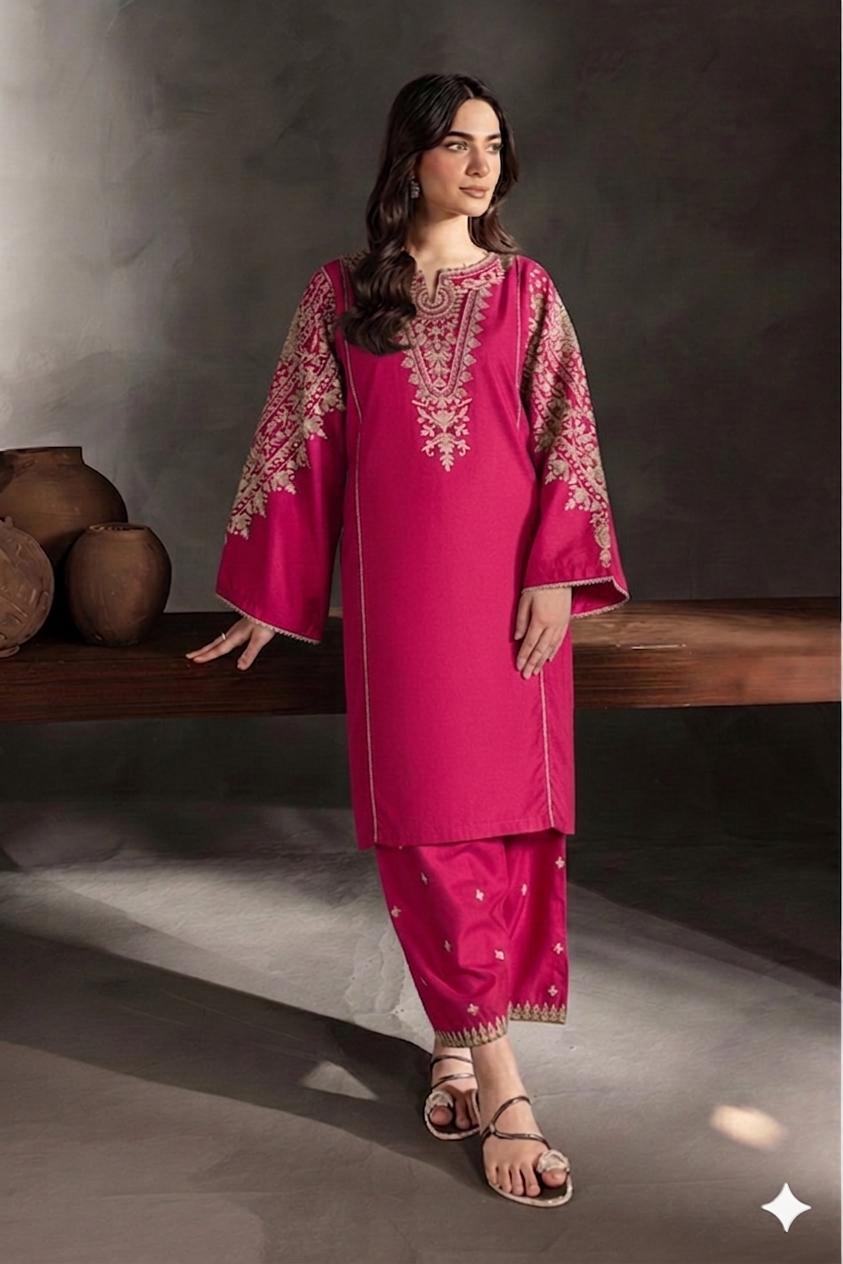 PURE DHANAK EMBROIDERED 2PC SUIT