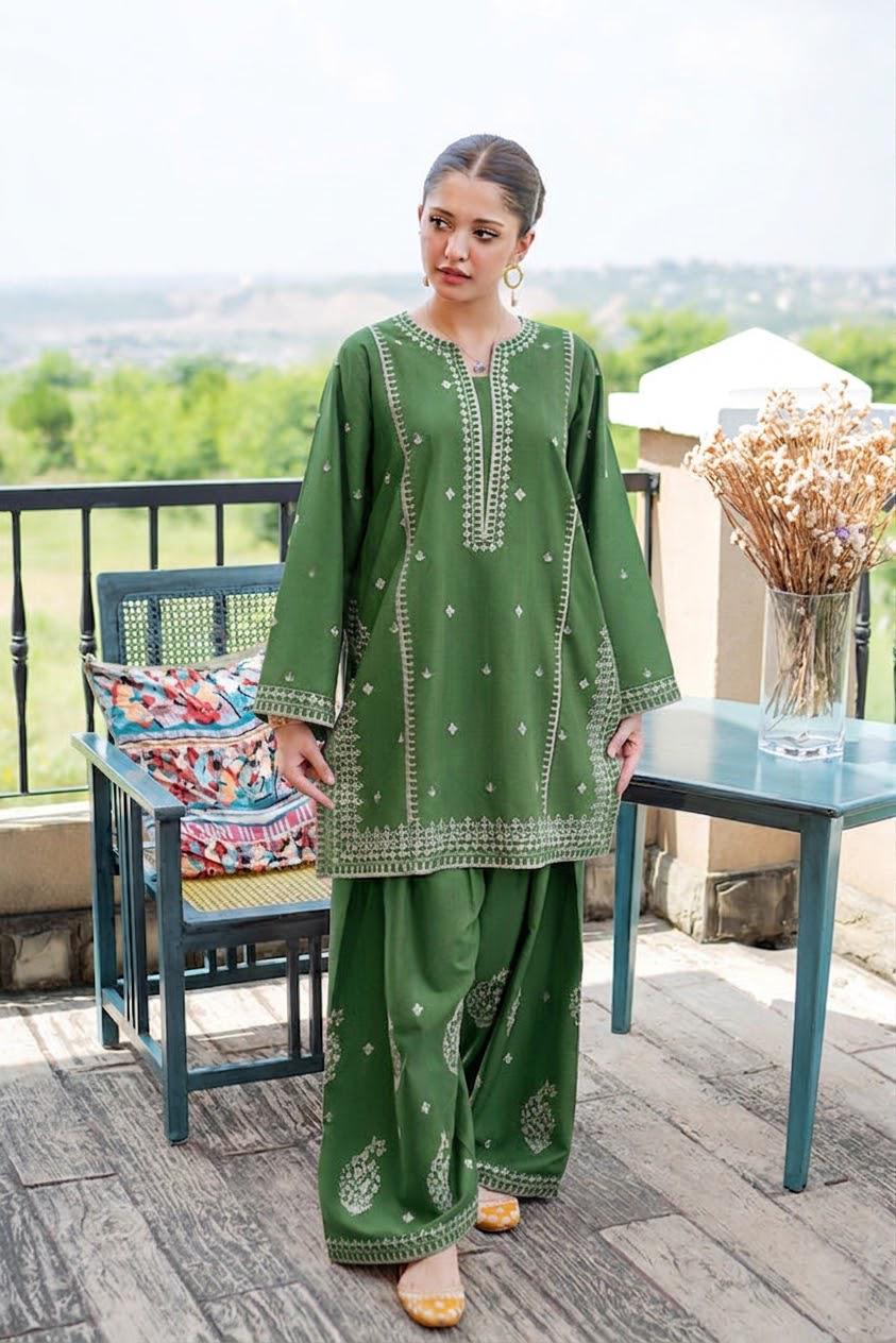 PURE DHANAK EMBROIDERED 2PC SUIT