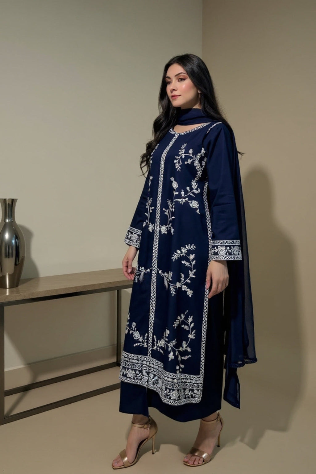 URGE — WINTER COLLECTION 2026–27
Pure Dhanak 3-Piece Embroidered Suit