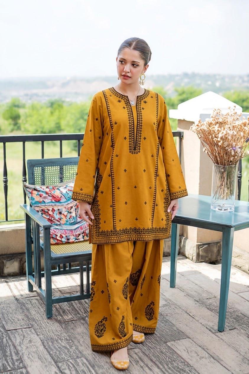 PURE DHANAK EMBROIDERED 2PC SUIT