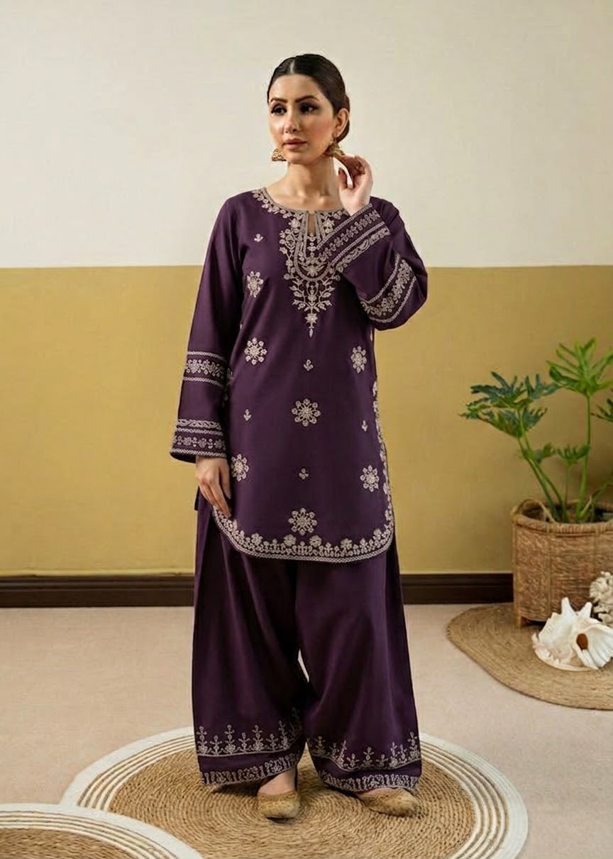 PURE DHANAK EMBROIDERED 2PC SUIT