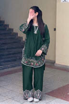 PURE DHANAK EMBROIDERED 2PC SUIT