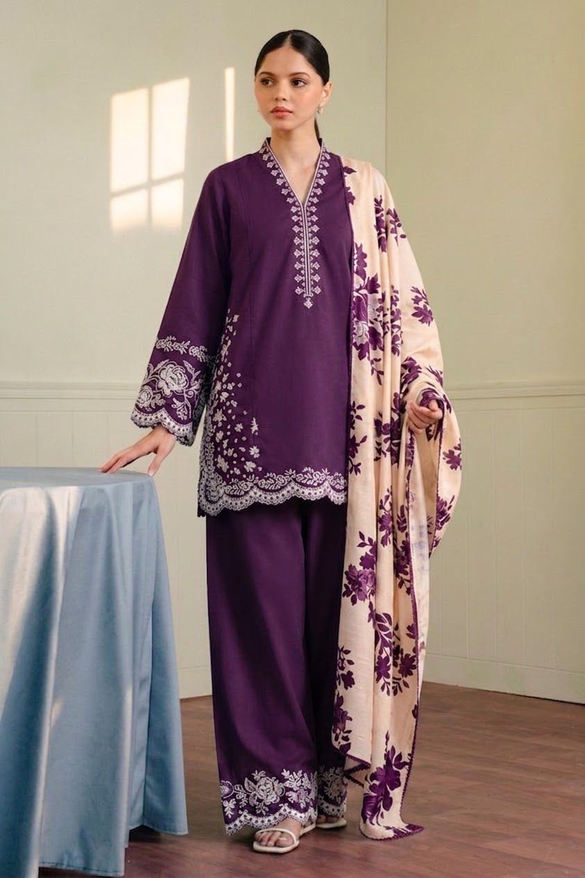 URGE — WINTER COLLECTION 2026–27
Pure Dhanak 3-Piece Embroidered Suit