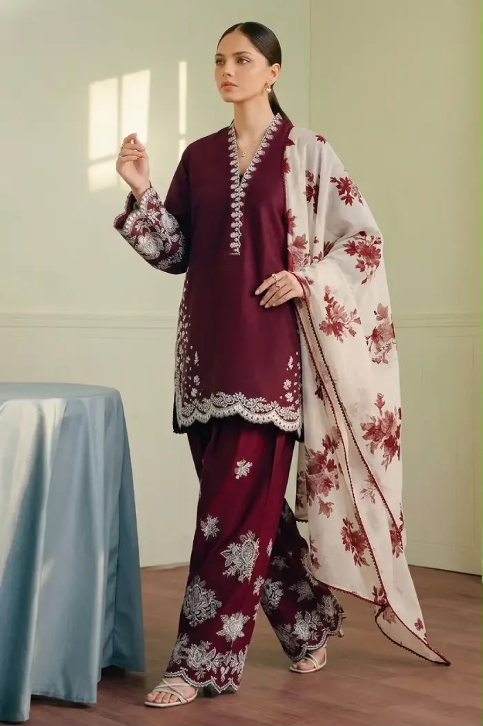 URGE — WINTER COLLECTION 2026–27
Pure Dhanak 3-Piece Embroidered Suit