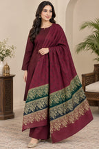 BAROSHA JACQUARD PASHMINA WOOL SHAWL WITH MARINA DHANAK | UNSTITCHED 3PC