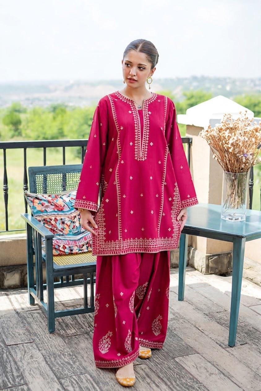 PURE DHANAK EMBROIDERED 2PC SUIT