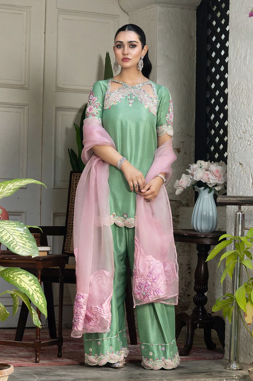 MURK Luxury Silk Festive 3-Piece | Sara Khan Inspired Heavy Embroidered Suit