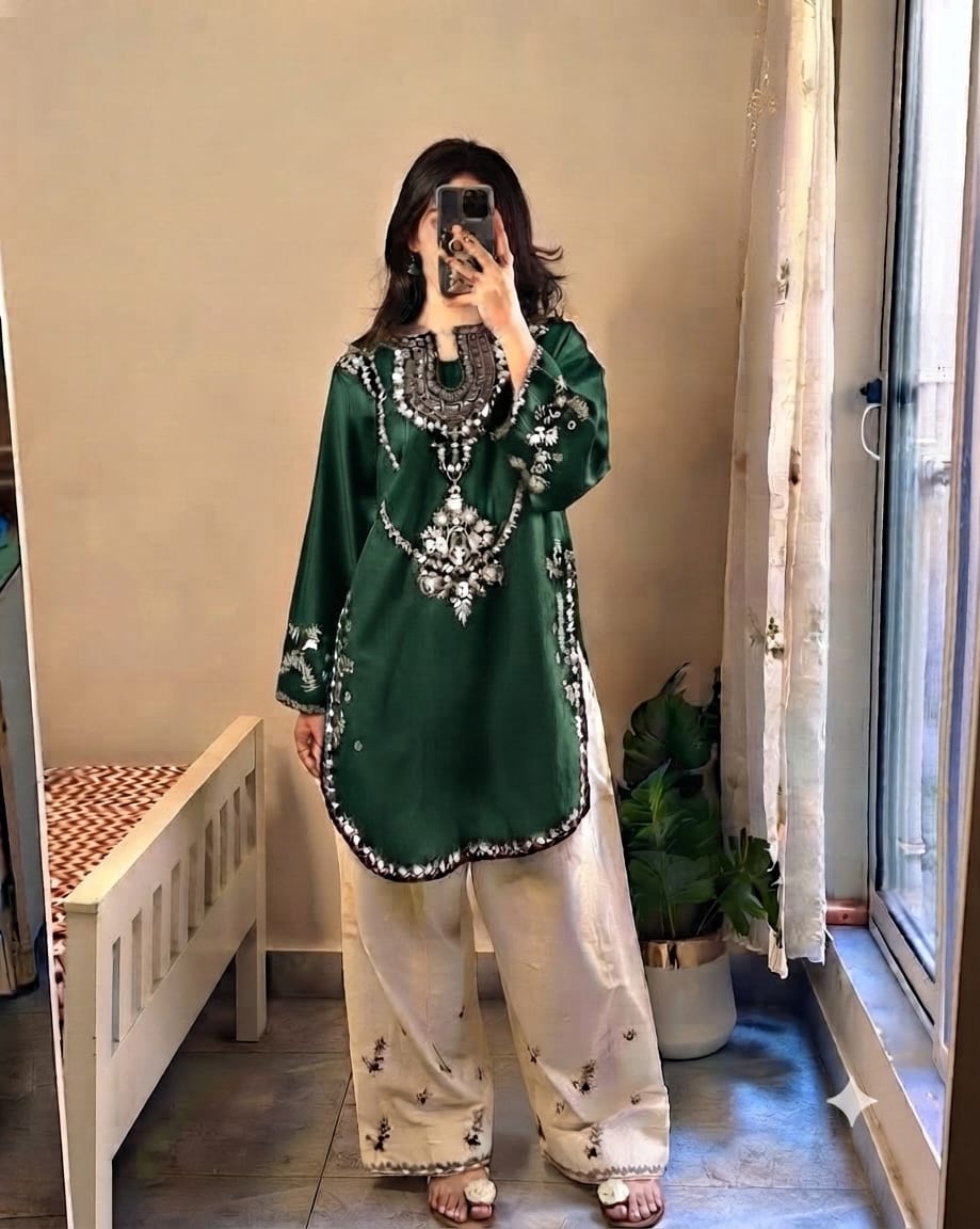 PURE DHANAK EMBROIDERED 2PC SUIT