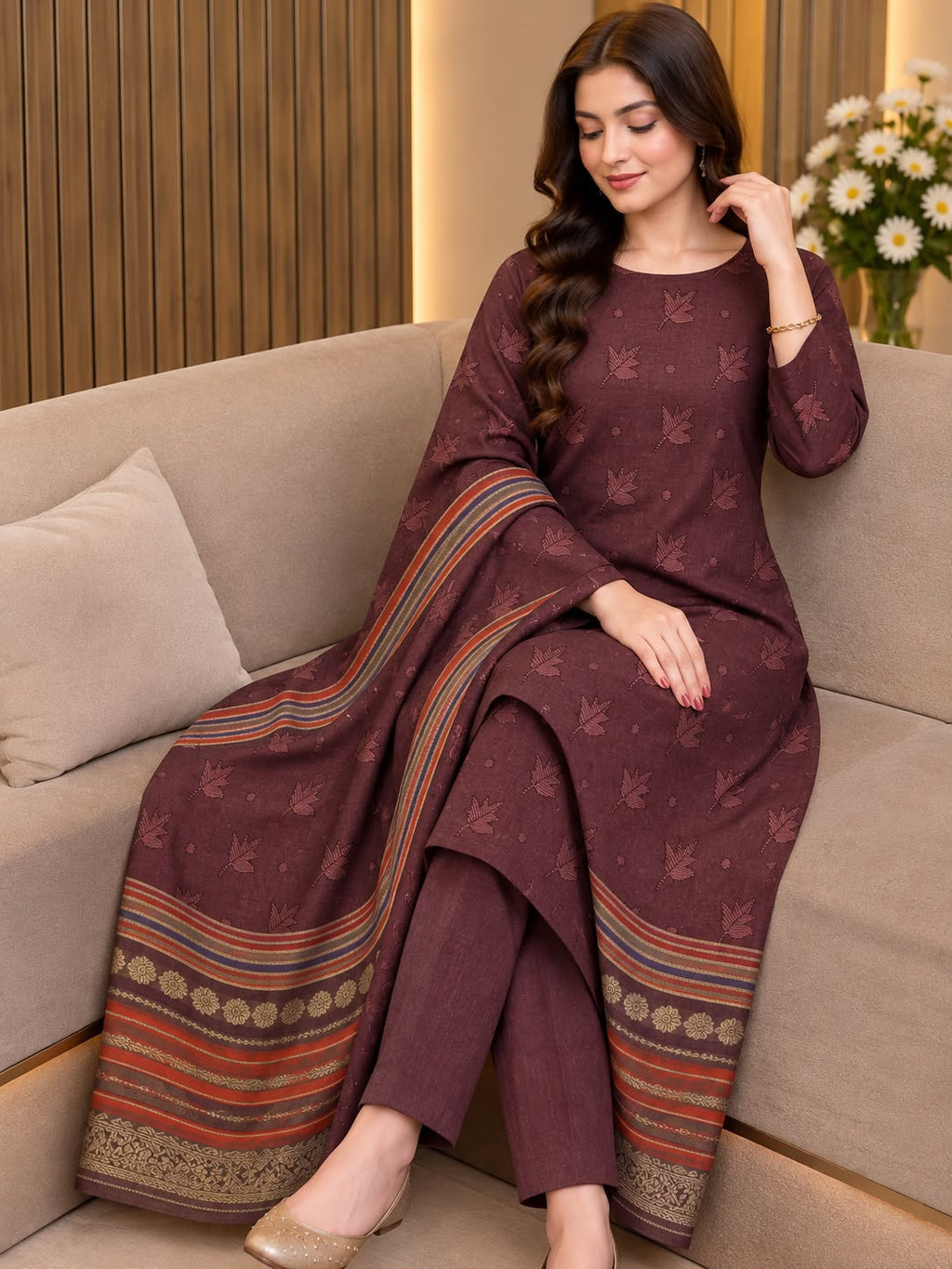 NEW WINTER KHADDI JACQUARD SUSI - SELF-DESIGNING UNSTITCHED 3PC