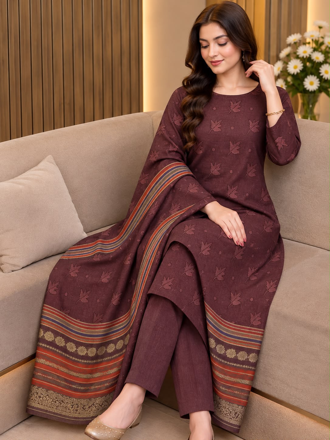 NEW WINTER KHADDI JACQUARD SUSI - SELF-DESIGNING UNSTITCHED 3PC