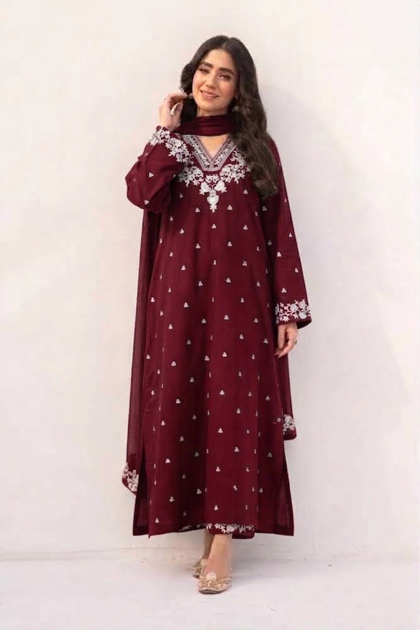 URGE — WINTER COLLECTION 2026–27
Pure Dhanak 3-Piece Embroidered Suit