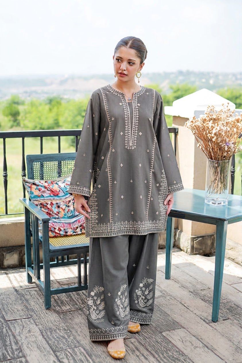 PURE DHANAK EMBROIDERED 2PC SUIT