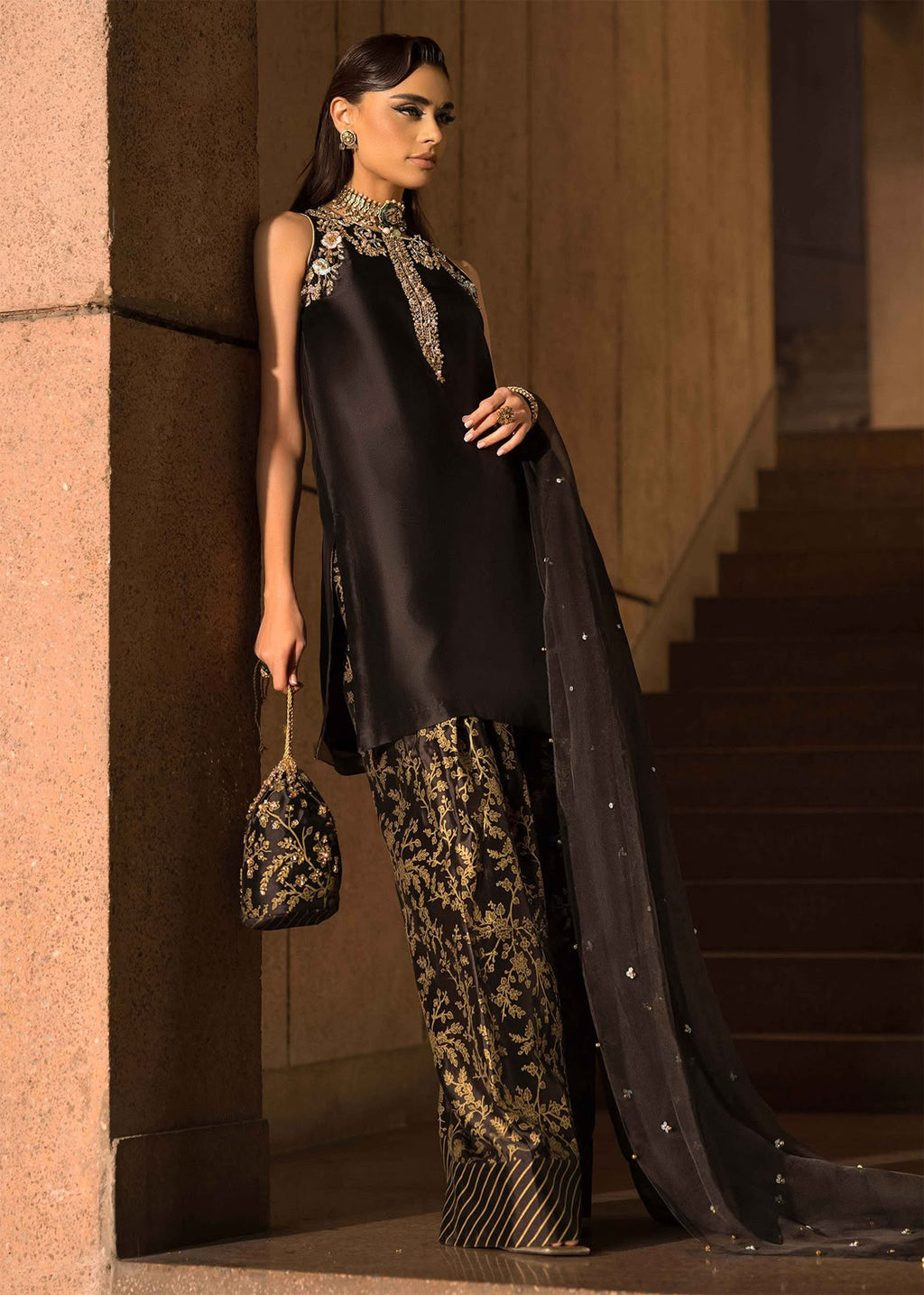 JAZMINE – BLACK QUEEN | LUXURY EMBROIDERED 3PC