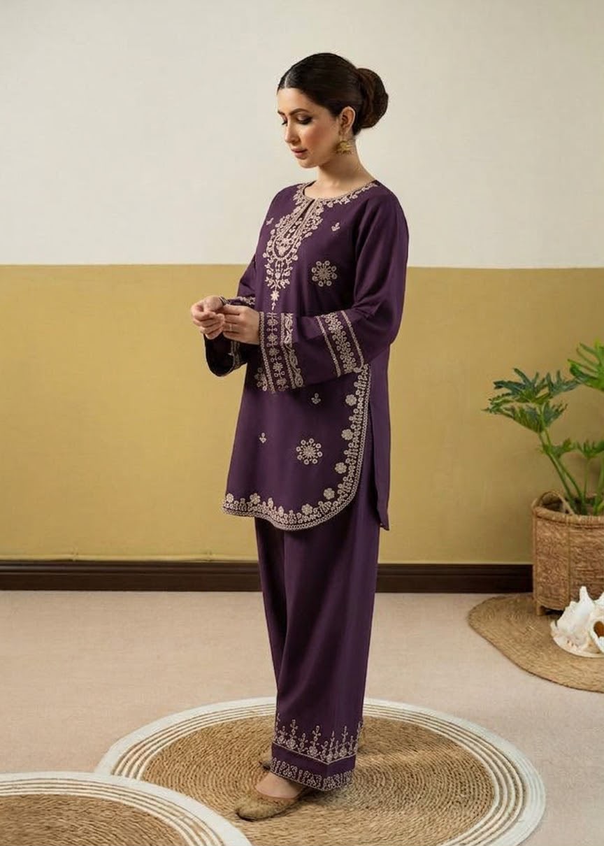 PURE DHANAK EMBROIDERED 2PC SUIT