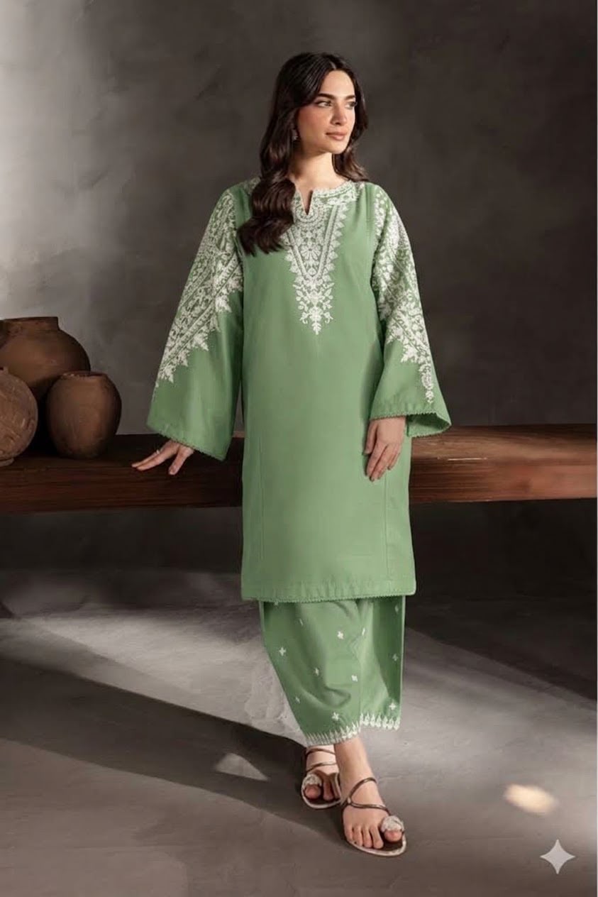 PURE DHANAK EMBROIDERED 2PC SUIT