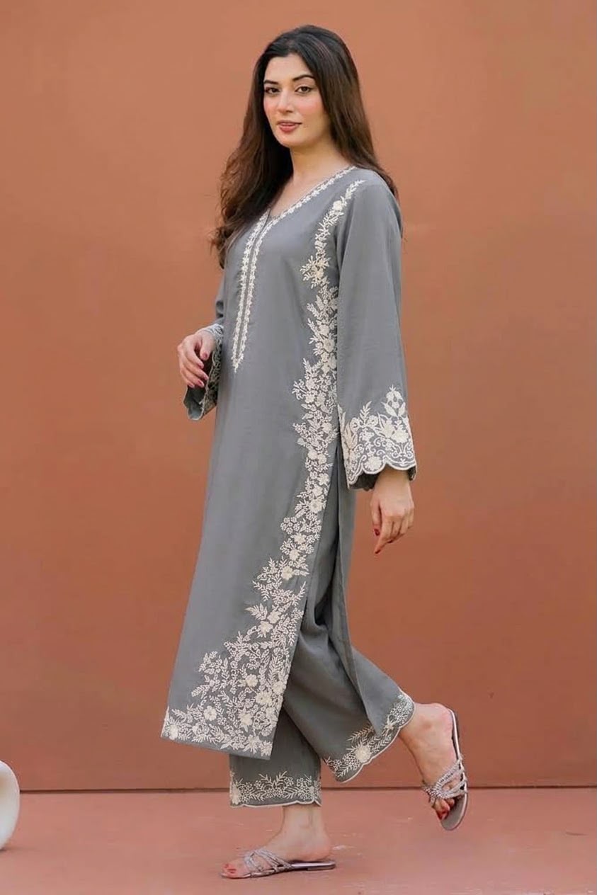 ASLING WINTER COLLECTION |
Pure Dhanak Embroidered |2-Piece Suit