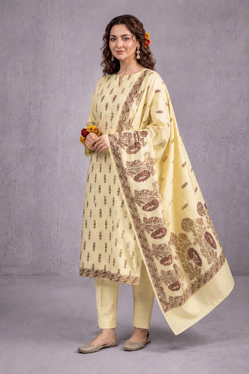 DHANAK JACQUARD BAROSHA SELF-EMBROIDERED UNSTITCHED 3PC